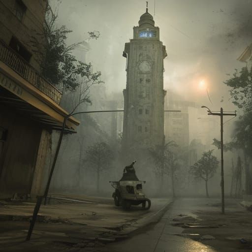 Derelict Police Station: Dark Fantasy Concept Art