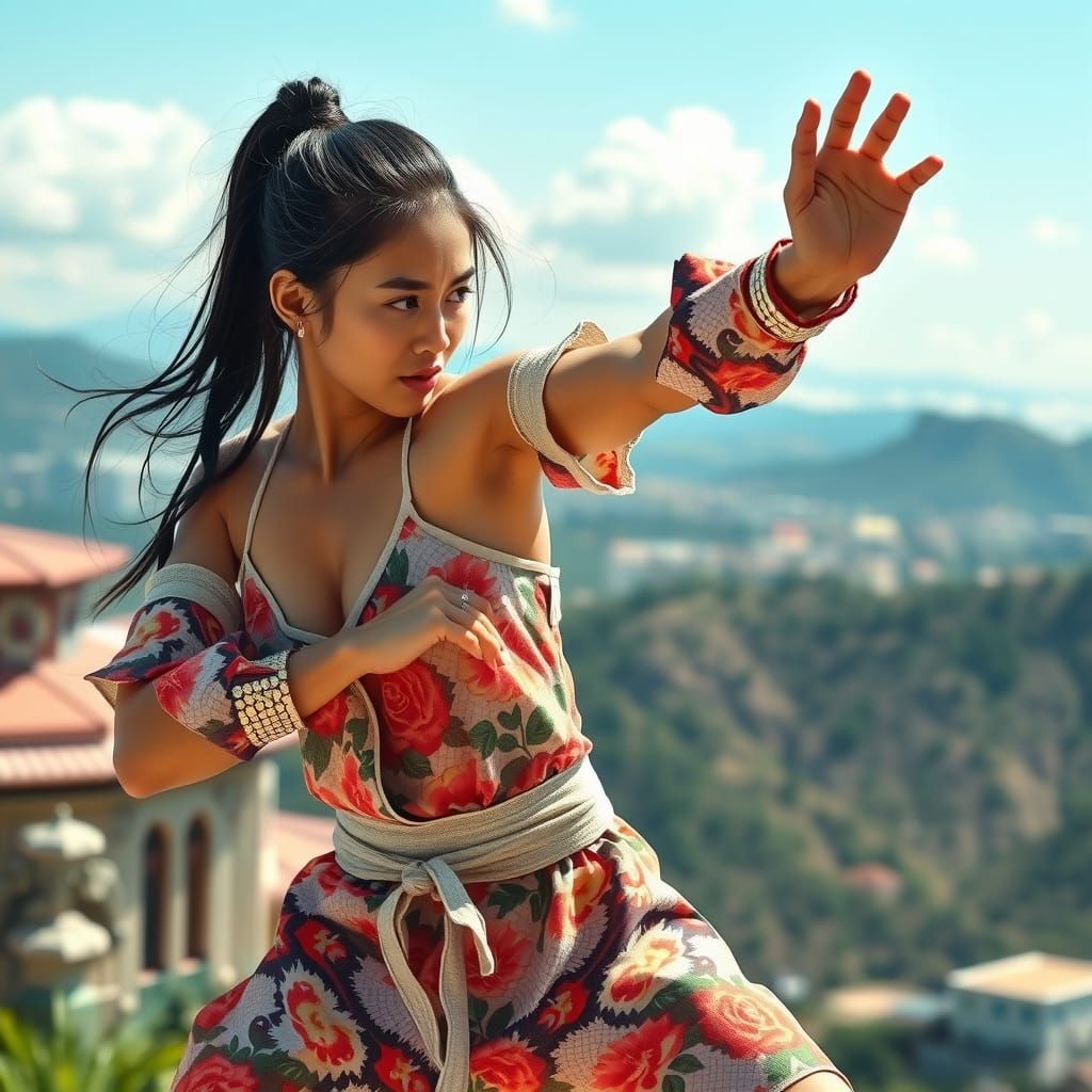 Stunning Martial Artist Mid-Action in 8k