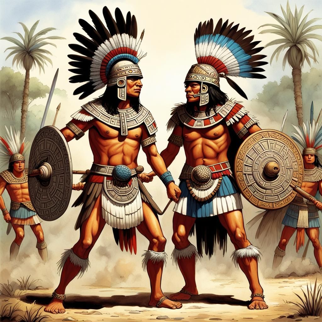 Aztec Warrior in Battle: Hyperdetailed Concept Art