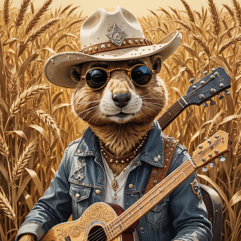 Gopher Cowboy Plays Guitar: Concept Art Portrait