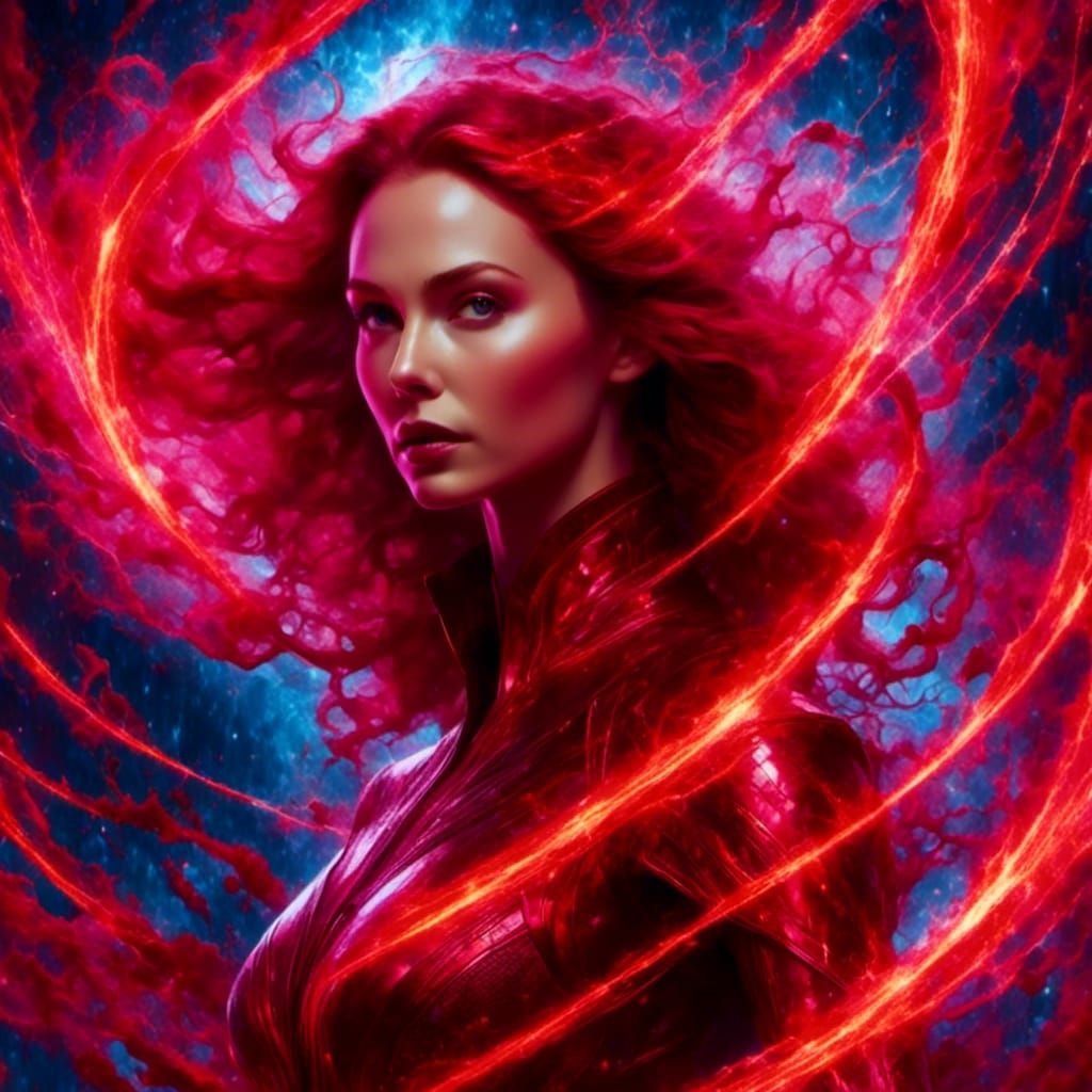 Scarlet Witch Portrait in Graffiti Art Style