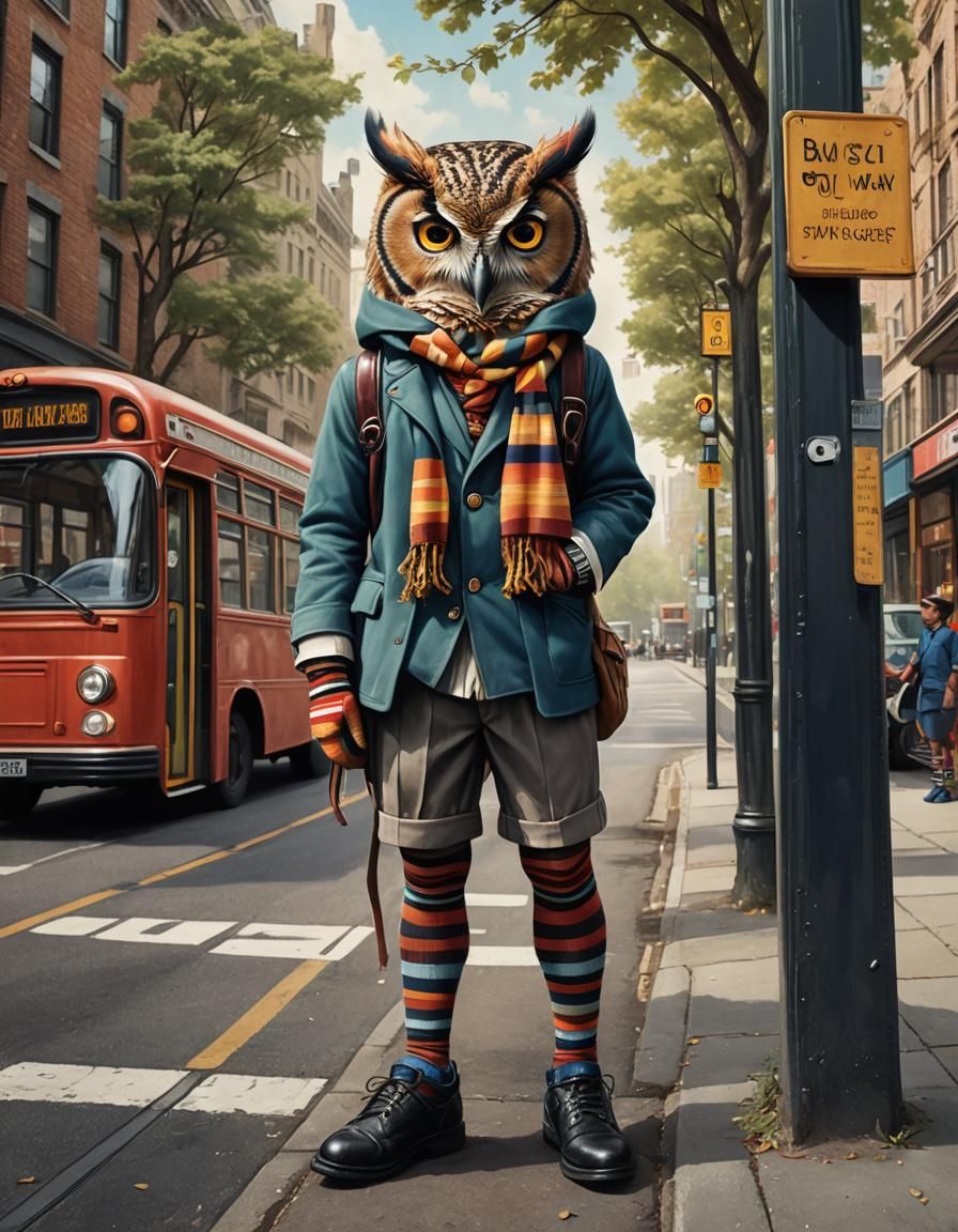 Hybrid Boy-Owl Portrait in Ornate Fantasy Style