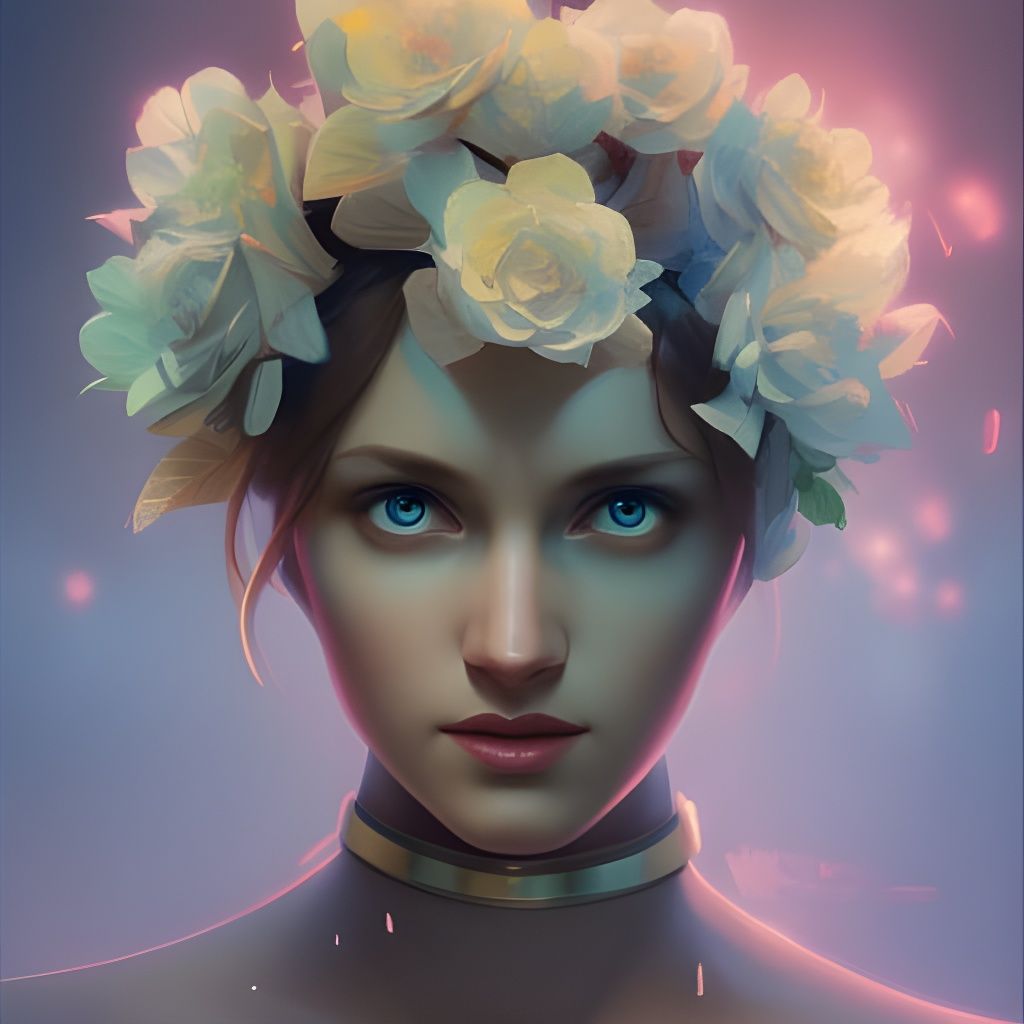 Hyperdetailed Robot Girl Portrait in Art Nouveau Style