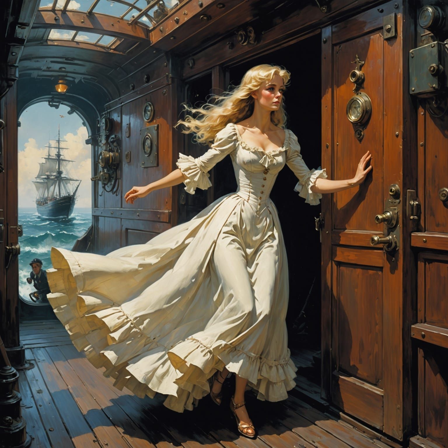 Sinking Ship Rescue of Blonde Woman