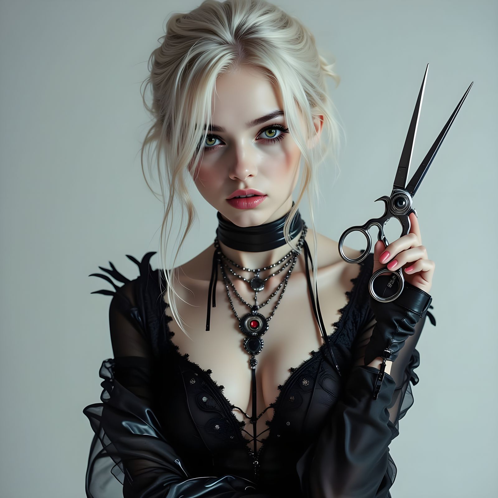 Cyberpunk Portrait of a Young Woman with Defiant Expression