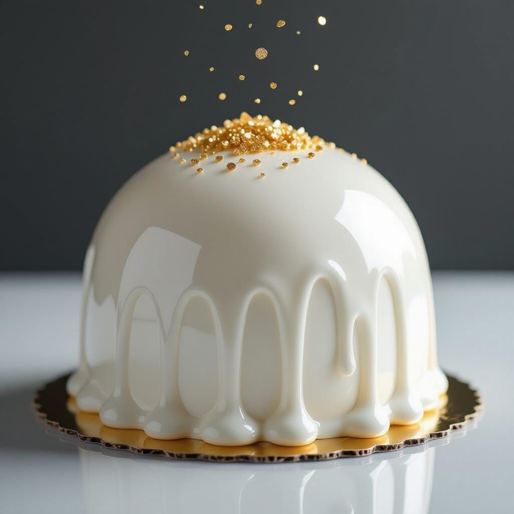 Elegant Mirror Glaze Cake with Gold Flakes