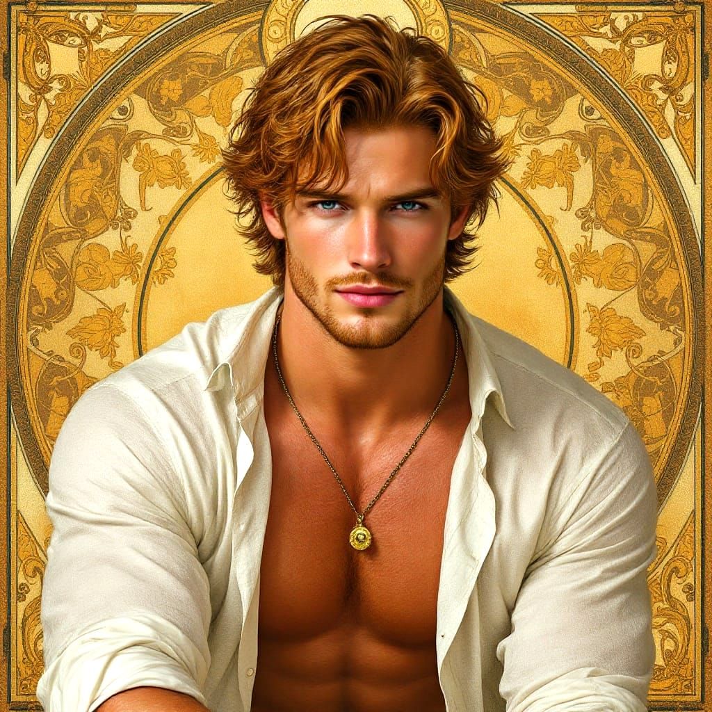 Ginger glow:  (Hot Ginger  Men v.27 - in style of Alphonse Mucha)