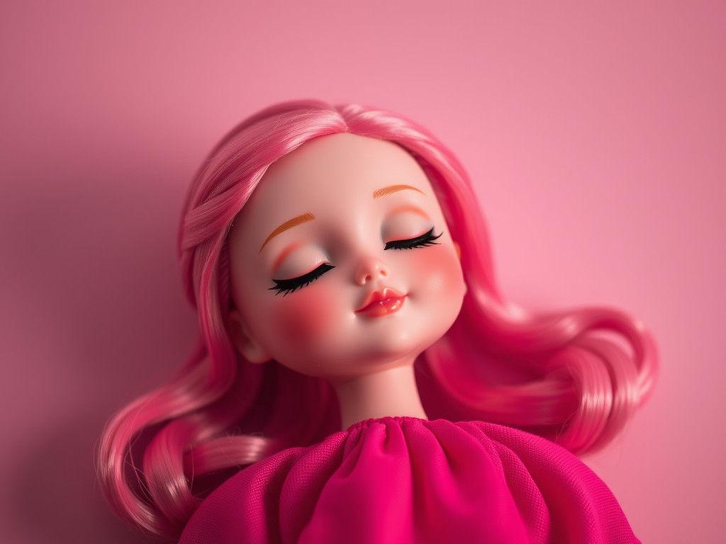 Minimalist Doll in Pink and Ruby Color Gradient