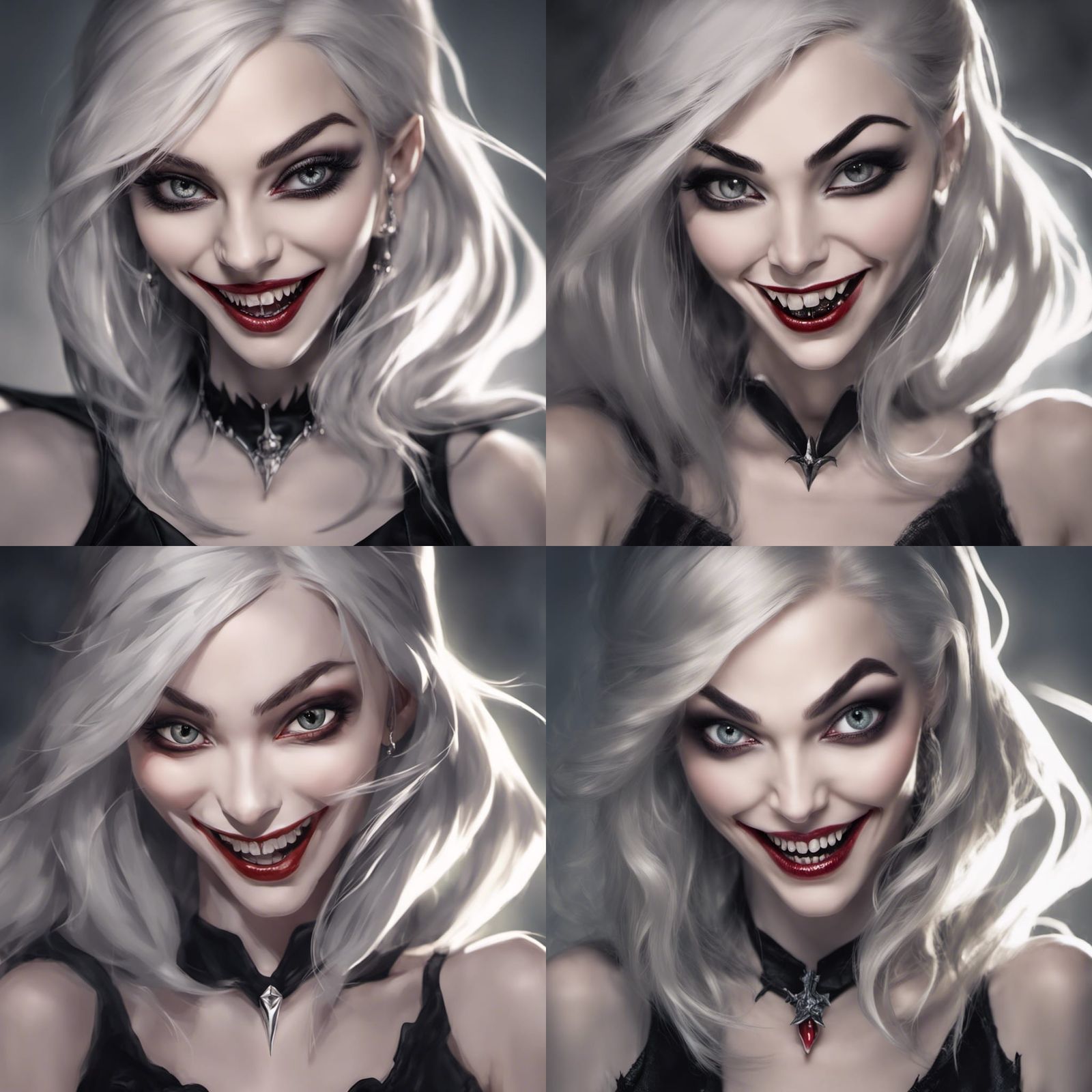 Glamour Portrait of a Beautiful Vampire with Fangs