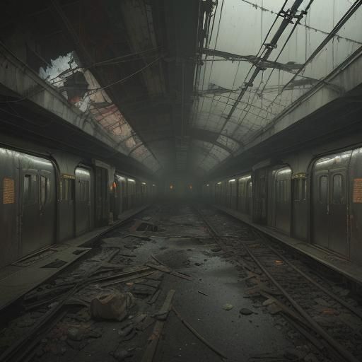 Dystopian NYC Metro Station in Analog Style