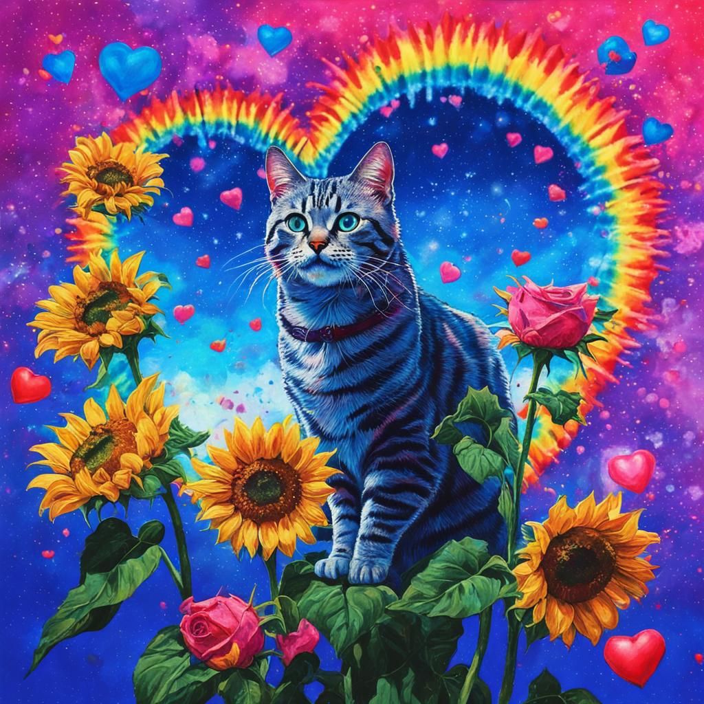 Surreal Cyberpunk Cat in a Candyland Wonderland