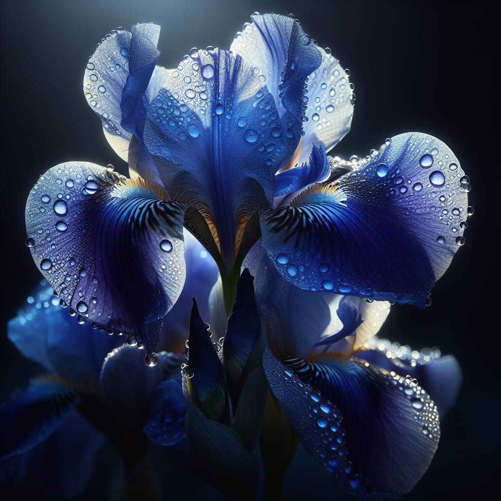 Sunlit Indigo Iris Macro Photography