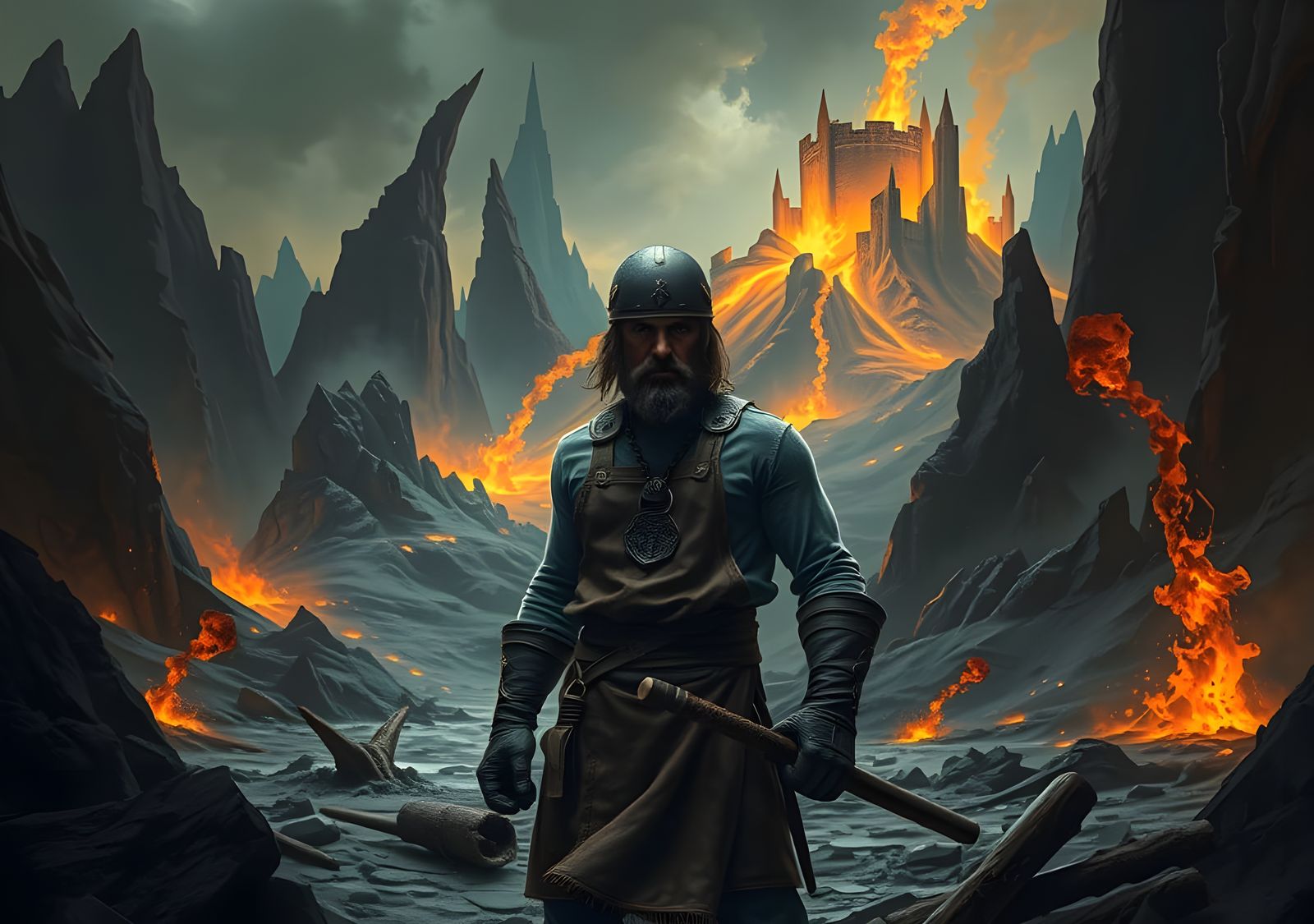 Blacksmith's Descent: Dark Fantasy Concept Art