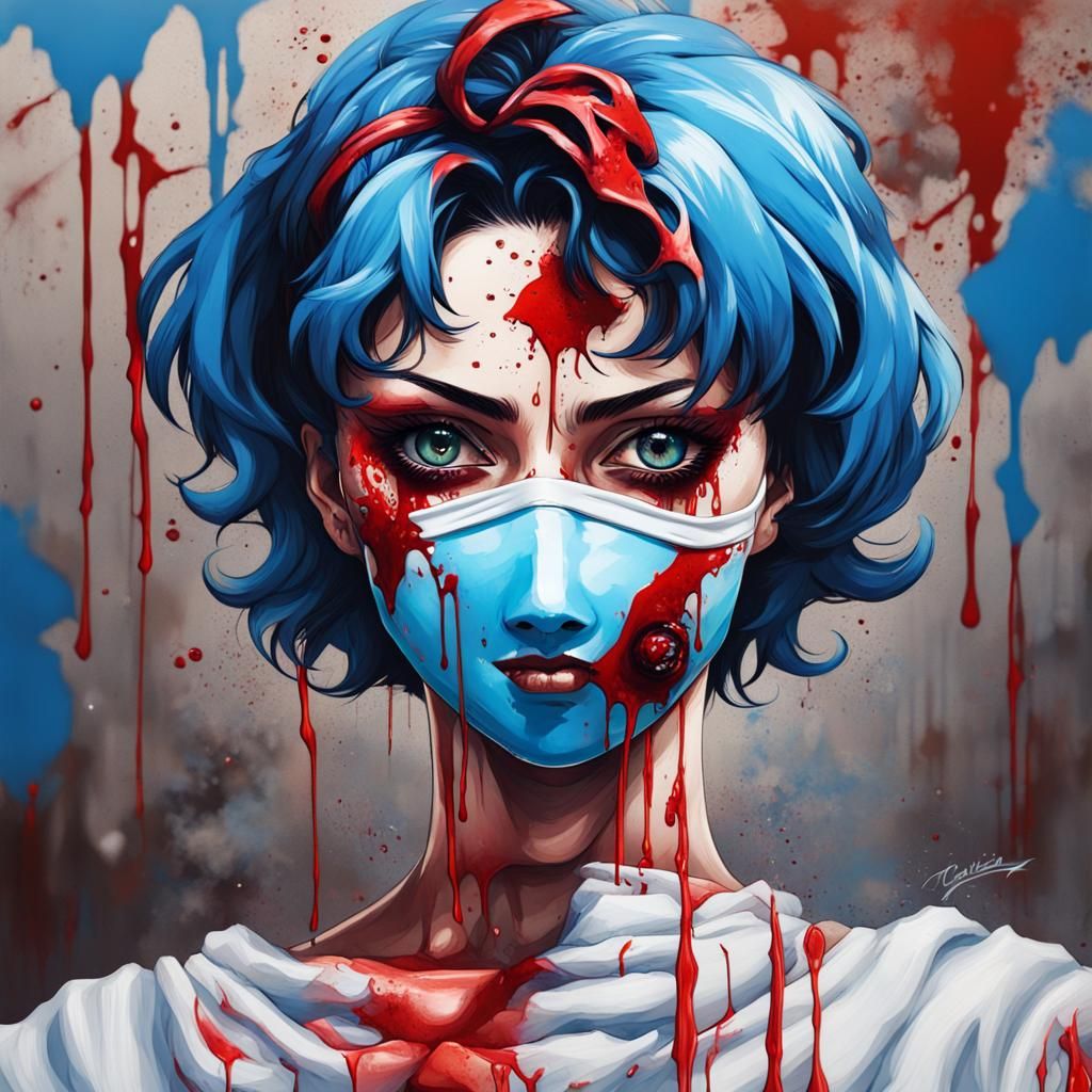 Bloody Sailor Mercury, wearing a creepy mask