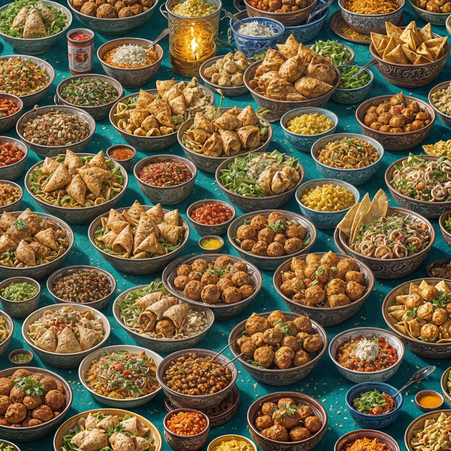 Vibrant International Street Food Market: Digital Art