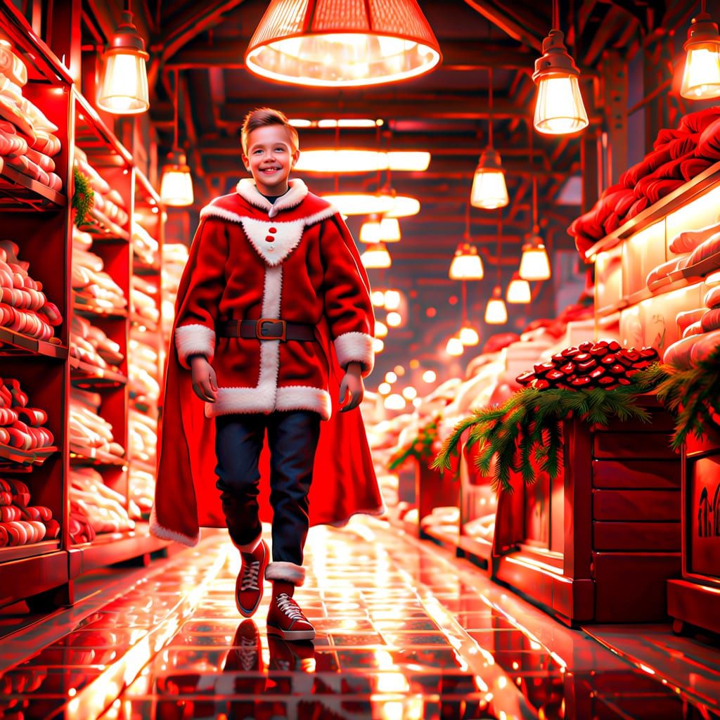 A Cozy Christmas Figure in Vibrant Pastel Hues