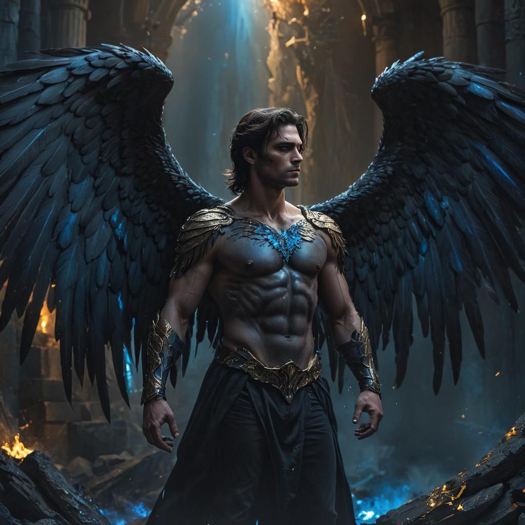 Majestic Fallen Angel in Dark Fantasy Concept Art