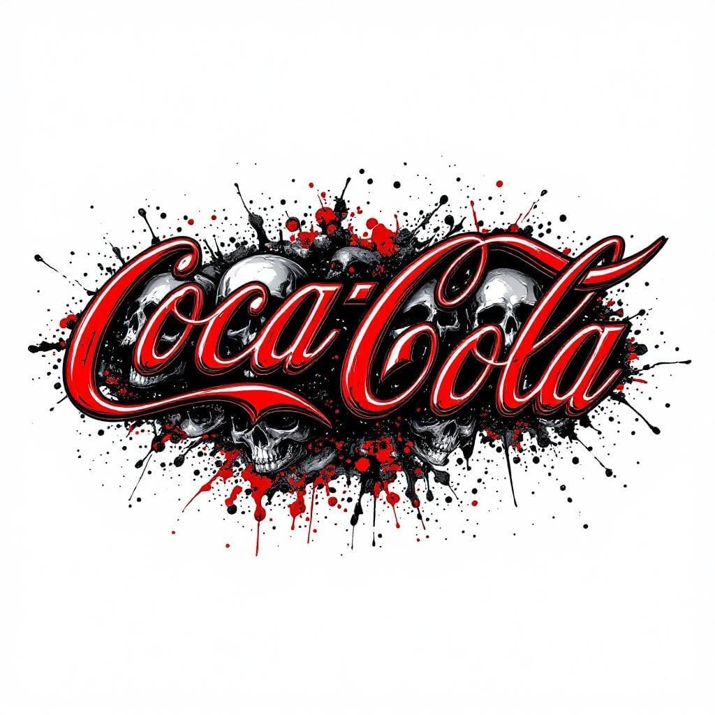 Edgy Coca Cola Logo with Skulls, Comic Art Style