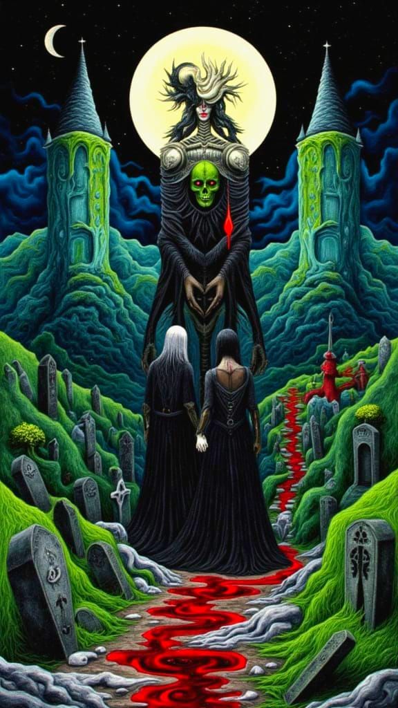 Esoteric Surrealism: Crying Skeleton in Cemetery