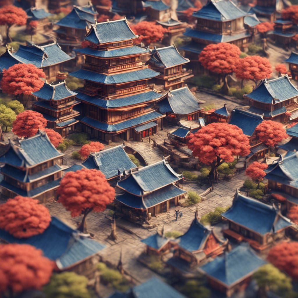 Origami Town Design in Japanese Style