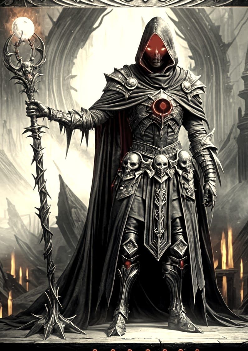 Dark Sorcerer in Fearsome Hooded Armor