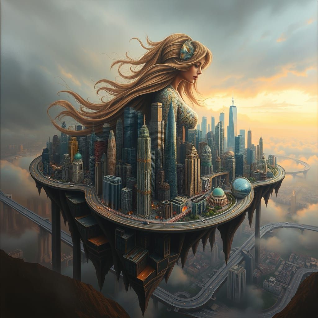 Surreal Cityscape Transforms into a Dreamlike Woman in Luxur...
