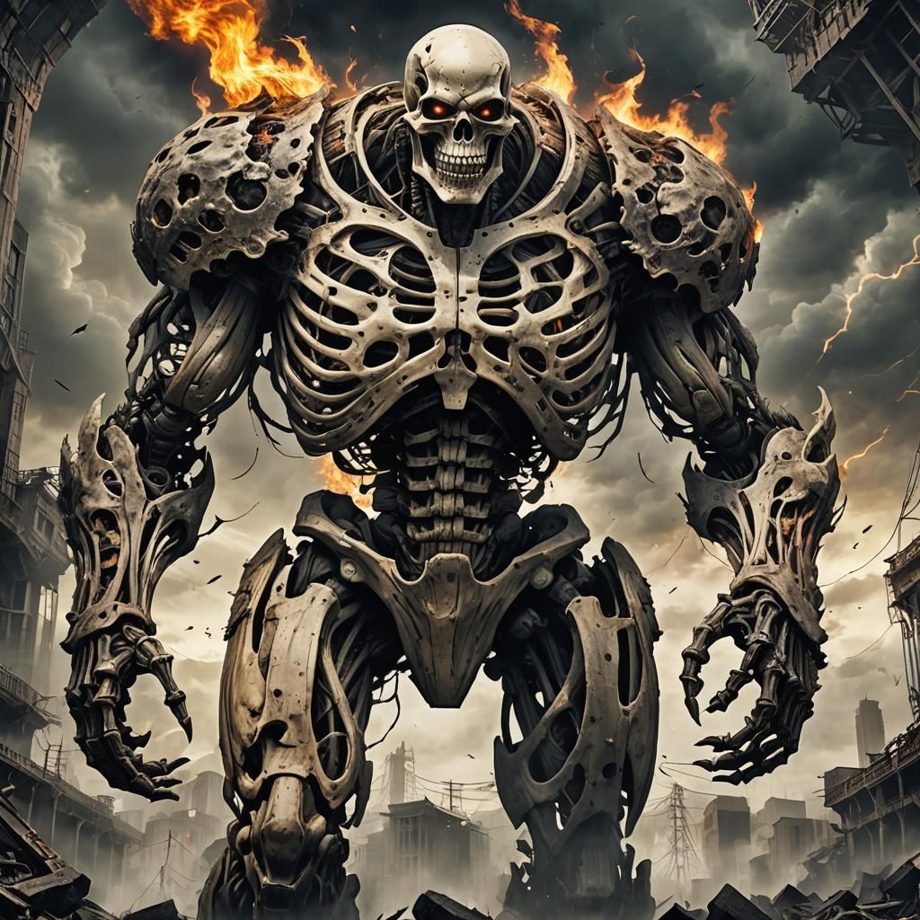 Giant Skeleton Monster with Glowing Eyes