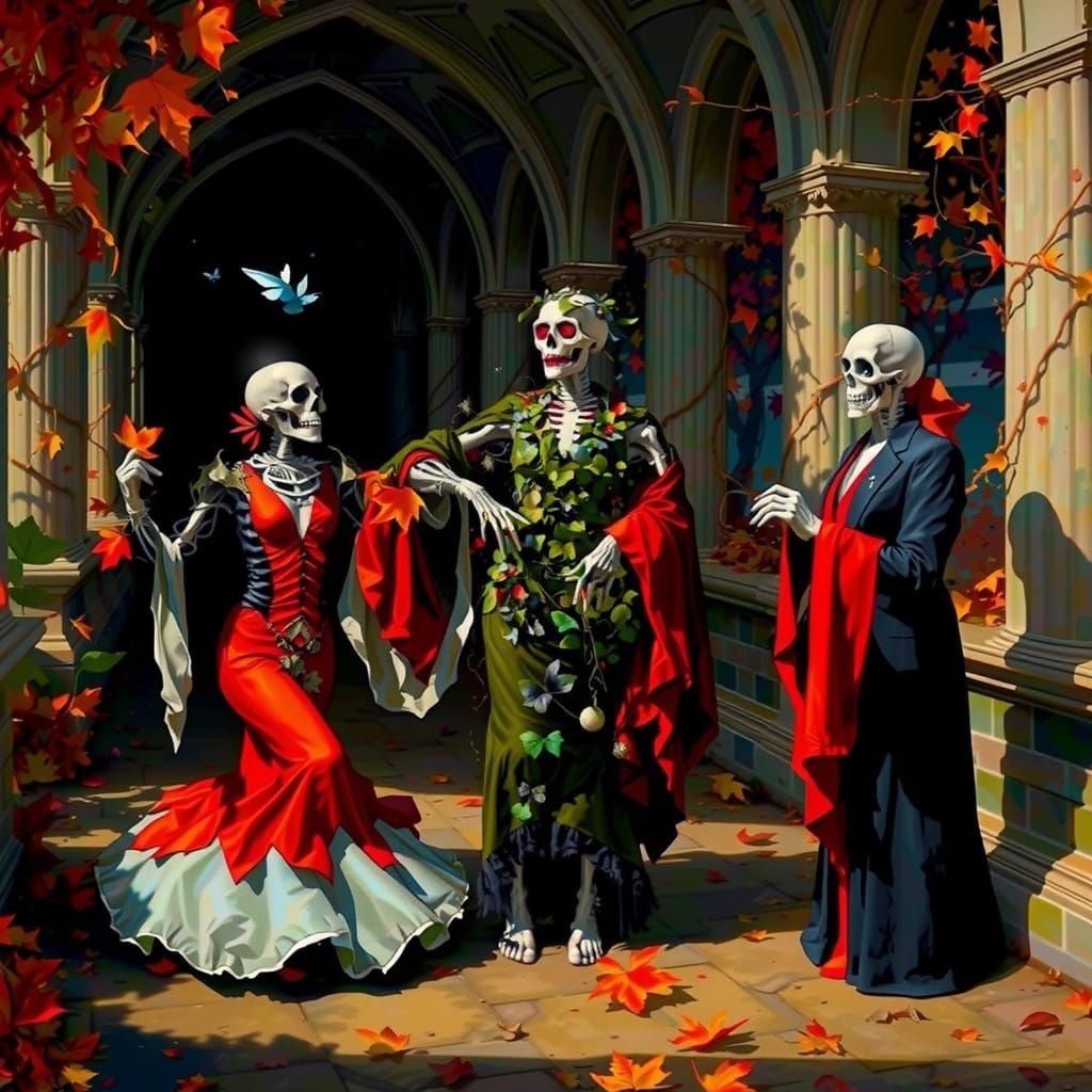 Ivy Vines Entwined in a Surreal Autumn Landscape with Crysta...