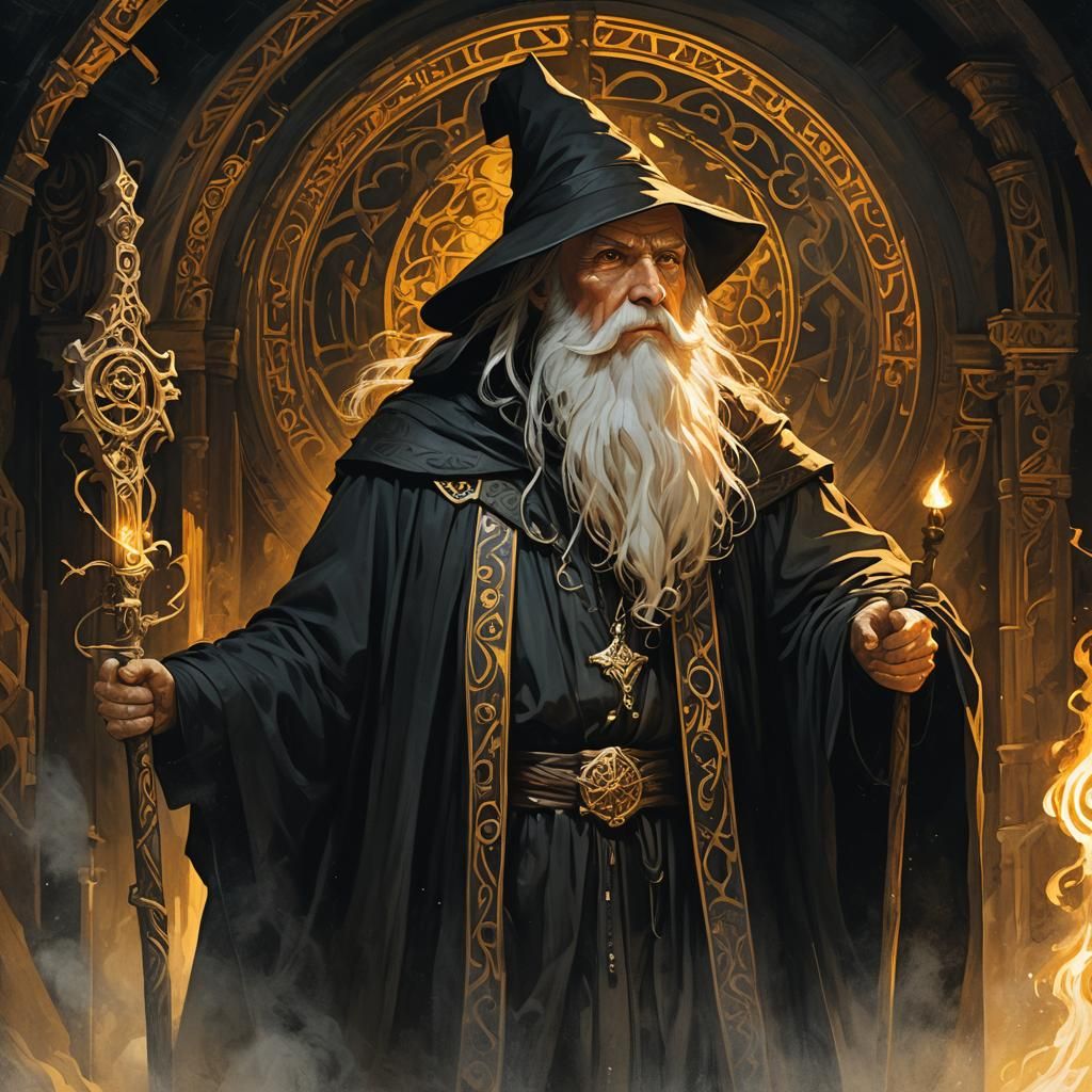 Mystical Wizard Portrait in Dark Fantasy Style