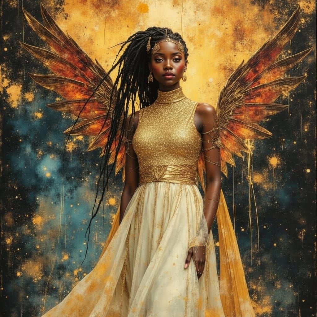 Regal African Goddess in Celestial Armor