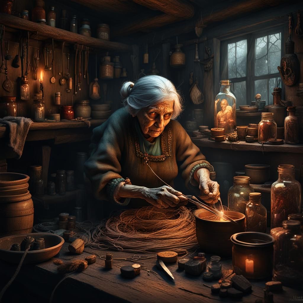 Creepy Weaver in Dark Fantasy Style