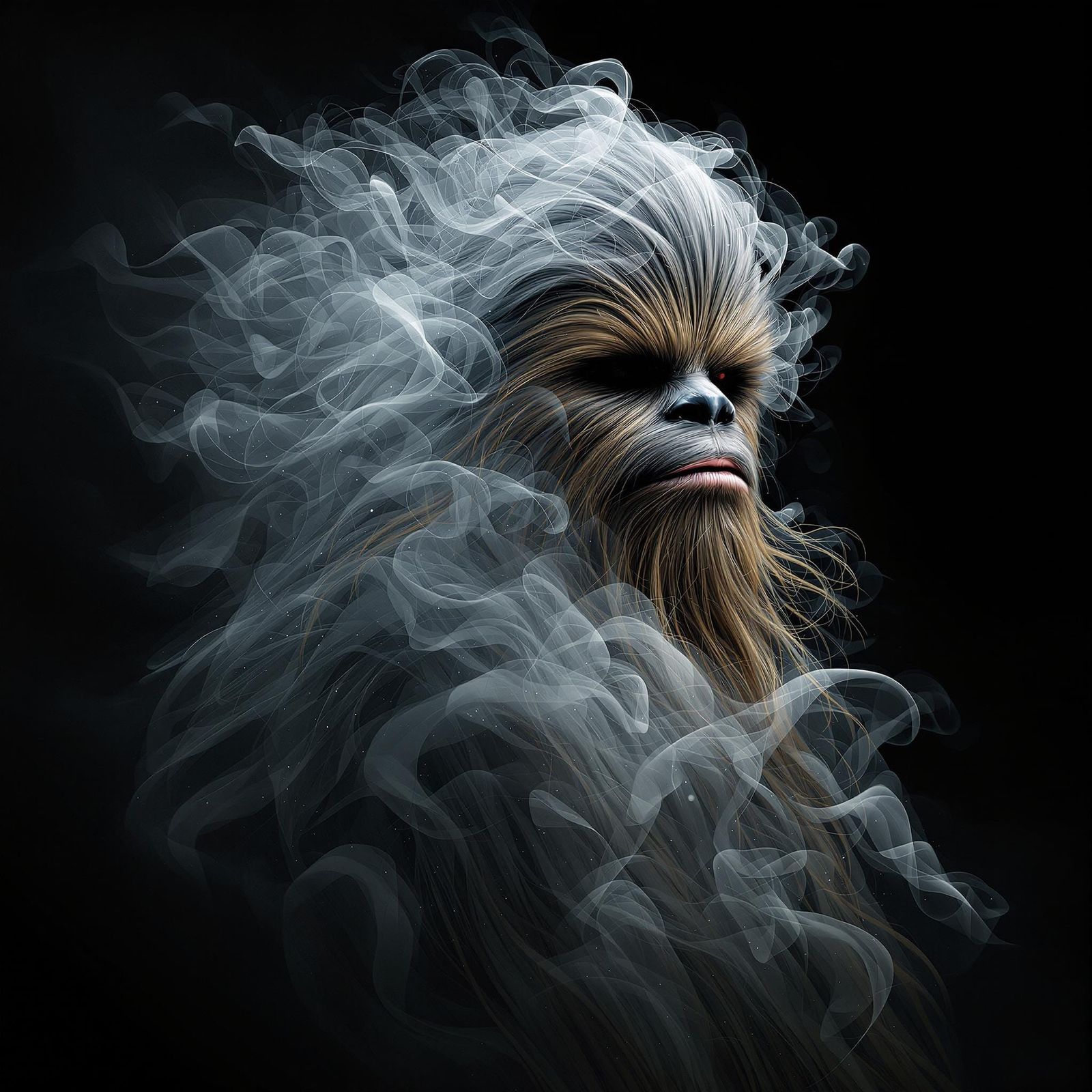 Ethereal Chewbacca in Smoky, Dreamlike Haze