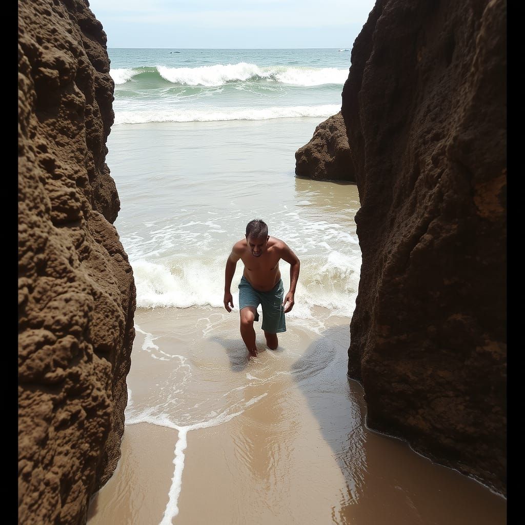Man Struggling to Escape Quicksand