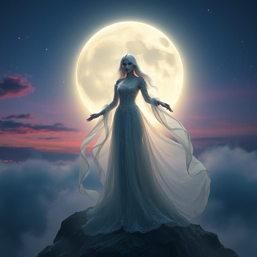 Ethereal Moon Goddess in Lunar Twilight