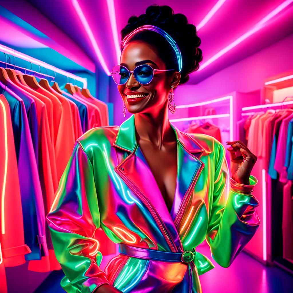 Neon Fashion Editorial: Woman in Fluorescent Costume