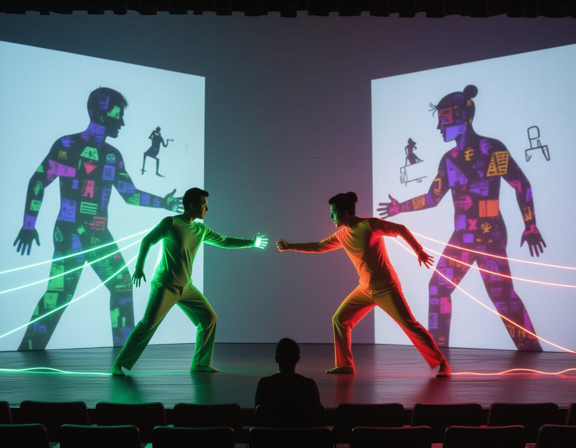 Surreal Shadow Theater Performance of Inner Turmoil