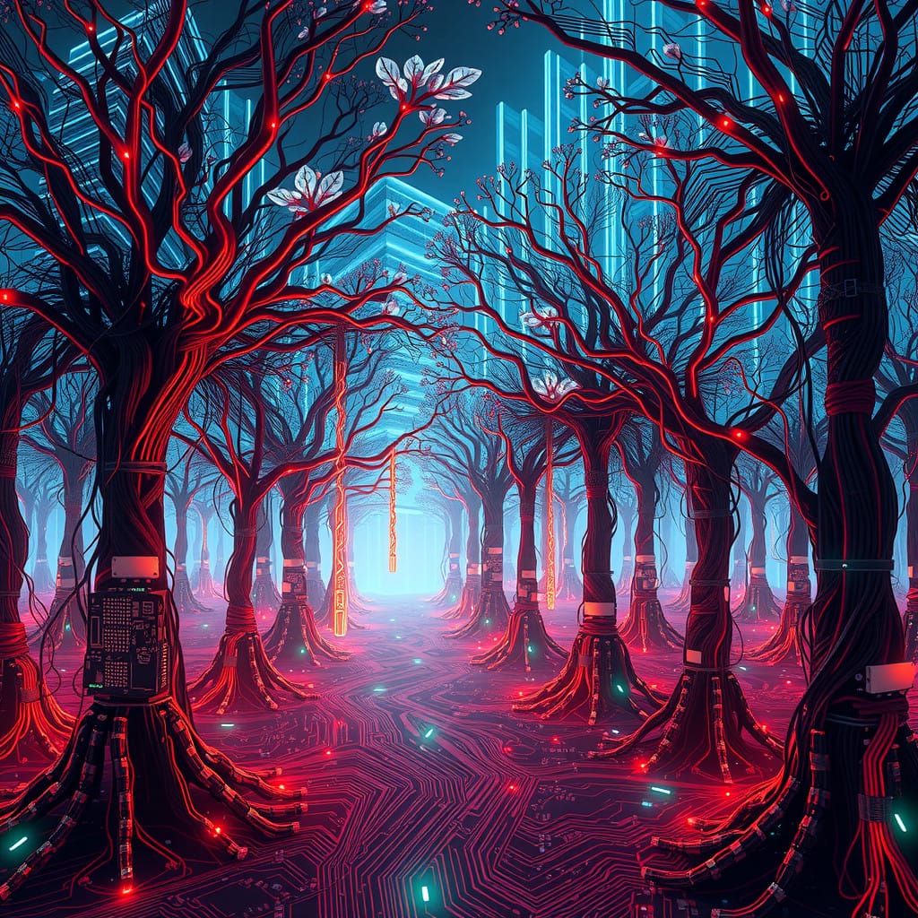 Neon Circuit Forest: A Futuristic Dreamworld