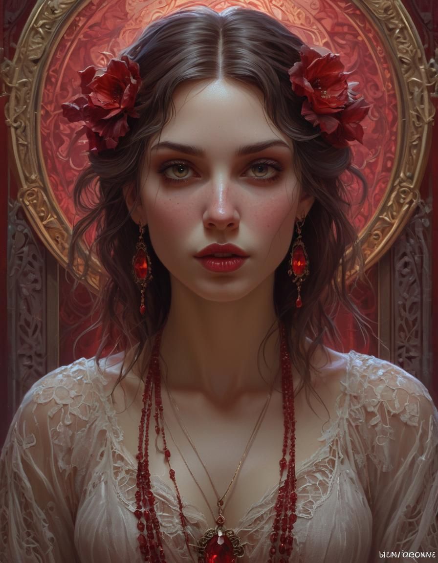 Hyperrealistic Vampire Woman Portrait in Dramatic Lighting