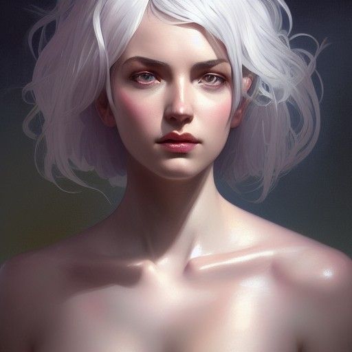 Portrait of a Pretty White-Haired Girl