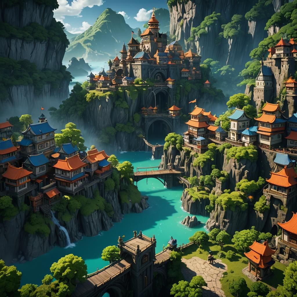 Fantastical One Piece Scene in Detailed Matte Painting