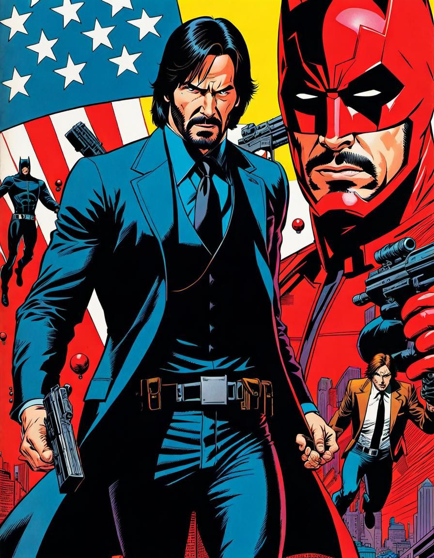 John Wick as Daredevil: Comic Book Art