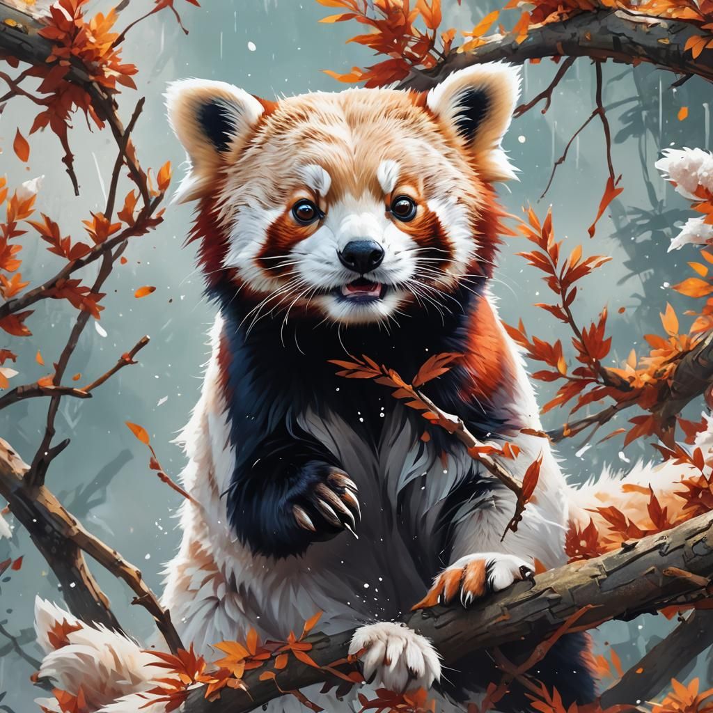Hyperrealistic Red Panda Portrait with Dramatic Lighting