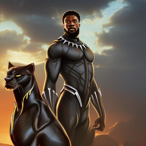 Detailed Black Panther Artwork in Matte Painting Style