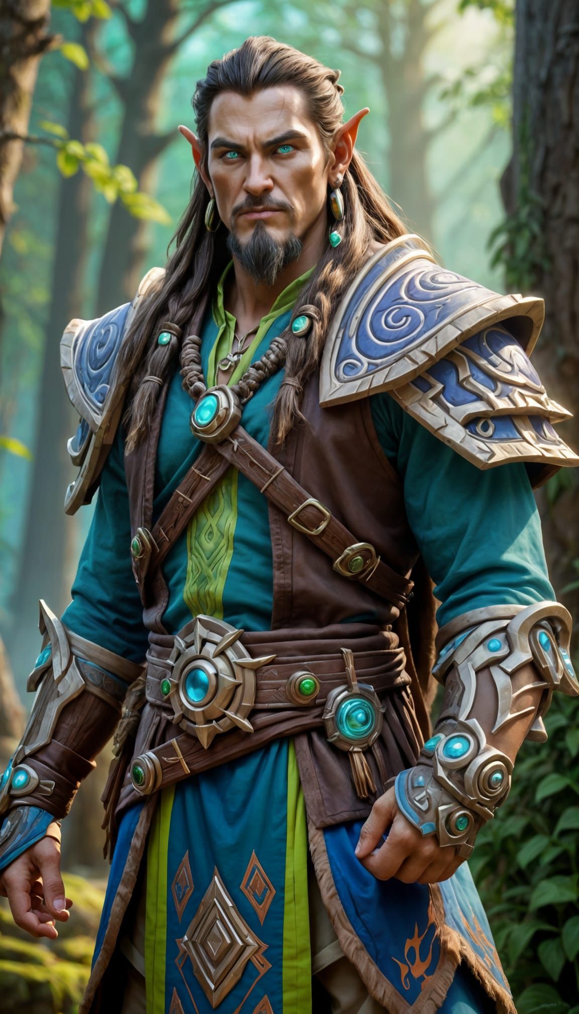 Hyperrealistic Druid in Warcraft Style