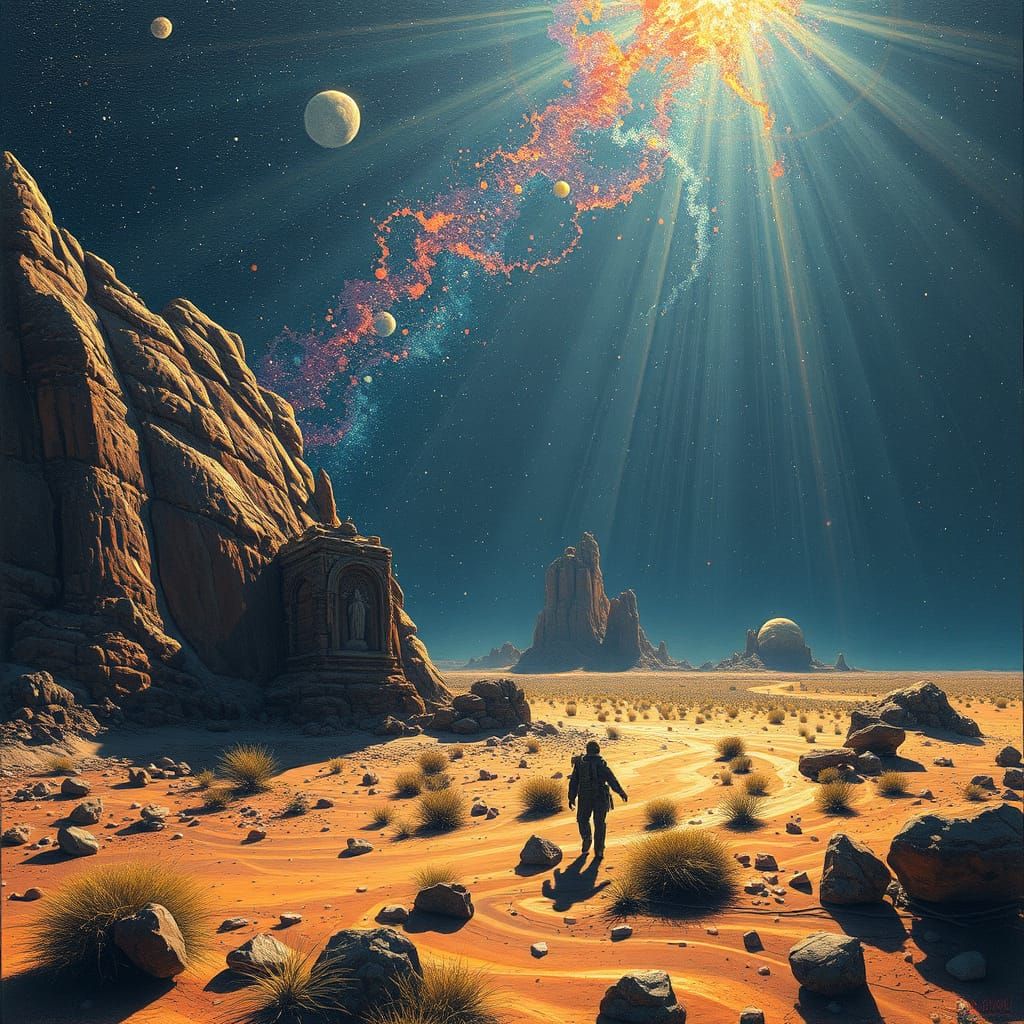 Surreal Mars Landscape in Vibrant Post-Impressionism