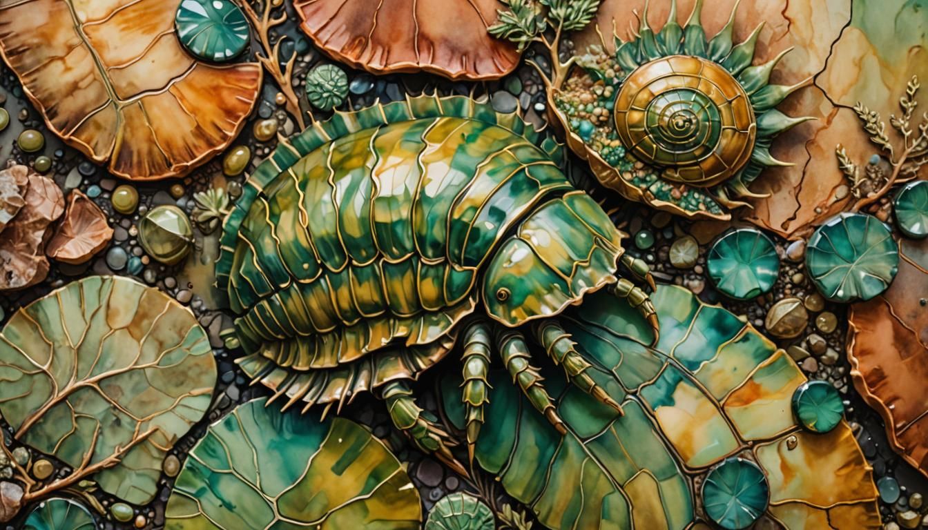 Trilobite in Arizona Desert, Surreal Watercolor