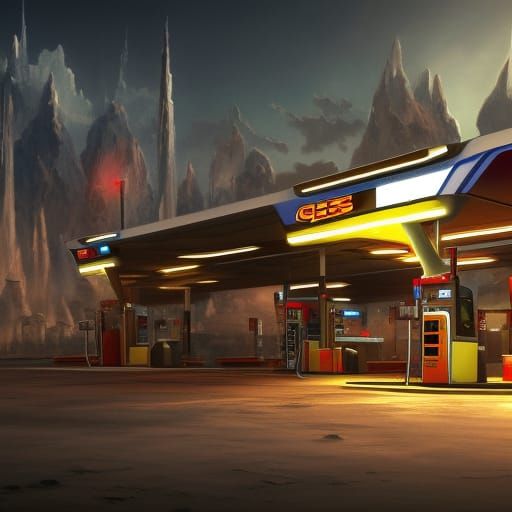 Gas Station in Space: Fantasy Concept Art