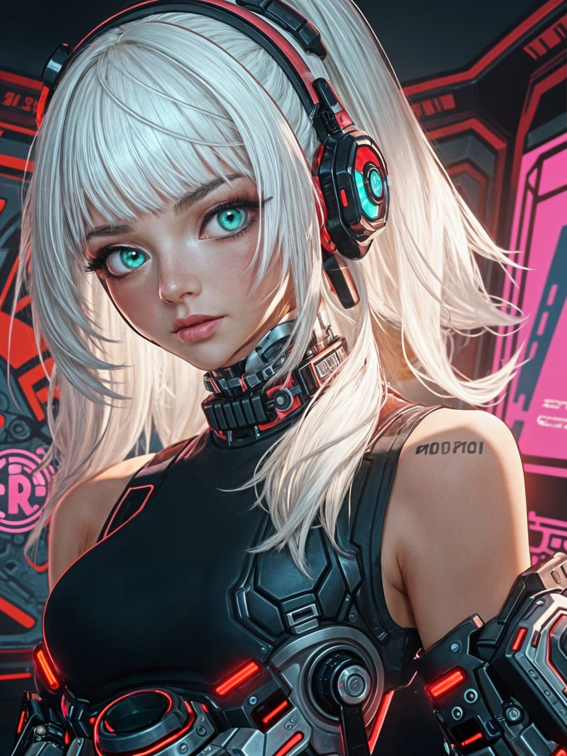 Cybernetic Woman in Futuristic Gear