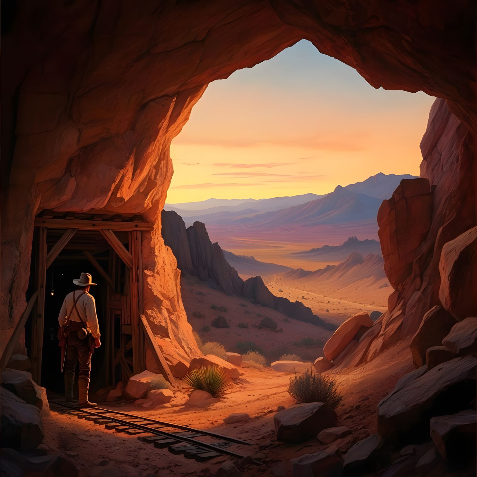 Mountain Desert Landscape at Dusk