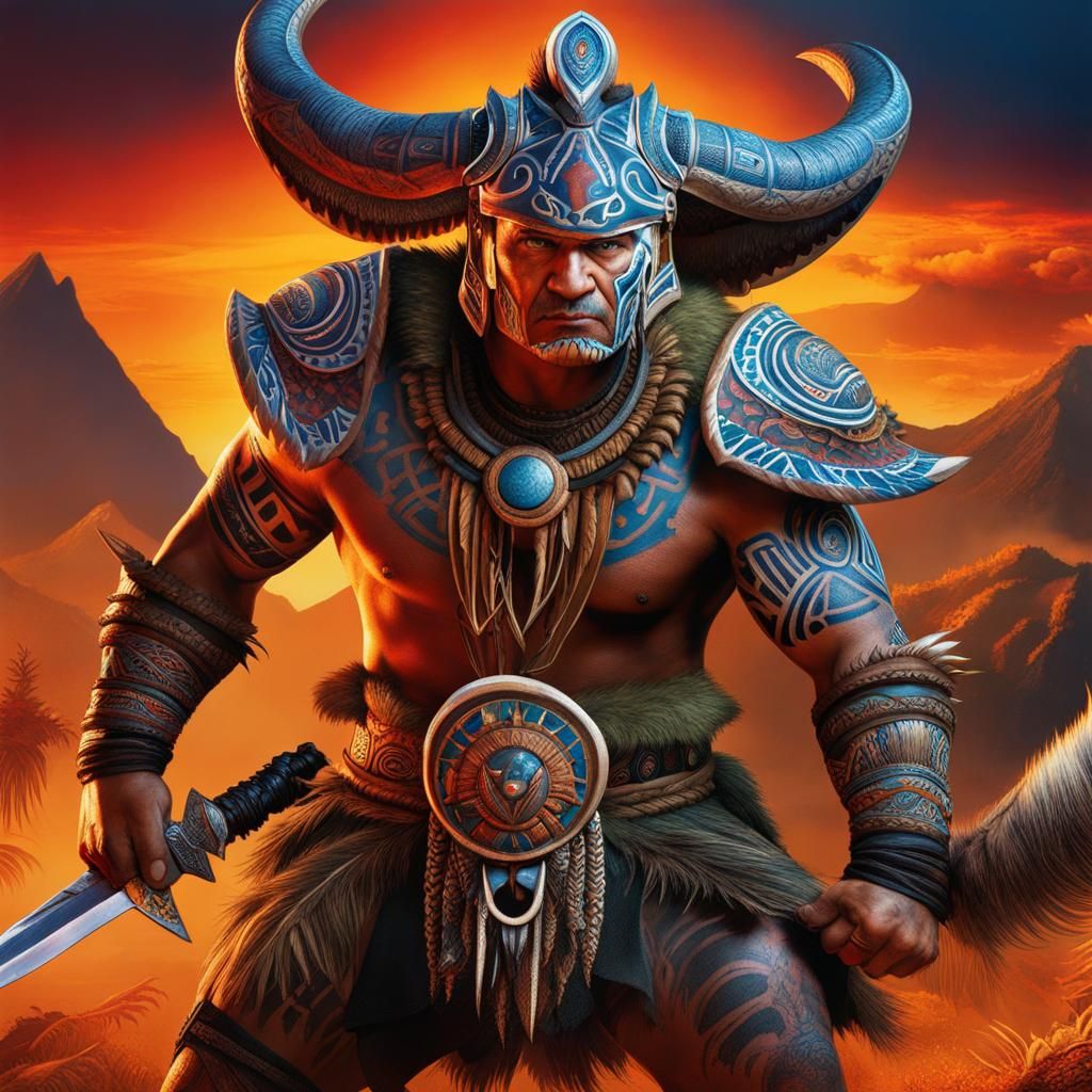 Concept 2 of Temuera Morrison as a Maori Monster Hunter